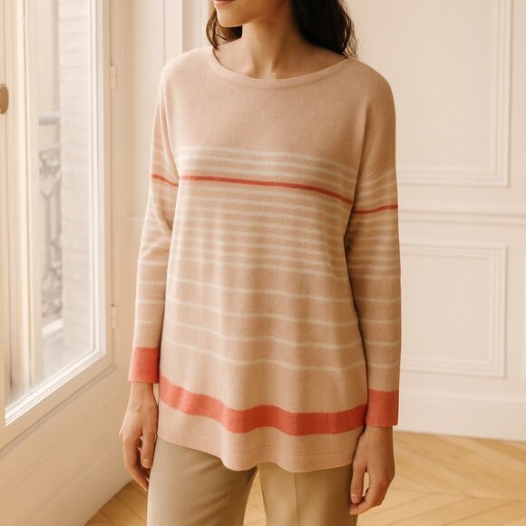 Halogen pink and coral stripe sweater size Large - Picture 1 of 7